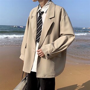 休闲西服男春秋ins潮牌宽松dk制服痞帅小西装中性外套上衣F99-P52图片