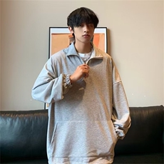 日系复古休闲半高领拉链卫衣男oversize秋冬上衣潮ins牌WB334-P36，男装卫衣，星座412-3