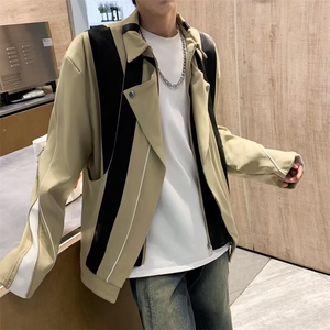 慵懒春秋男新款青春流行连帽夹克外穿潮流纯色长袖潮图片