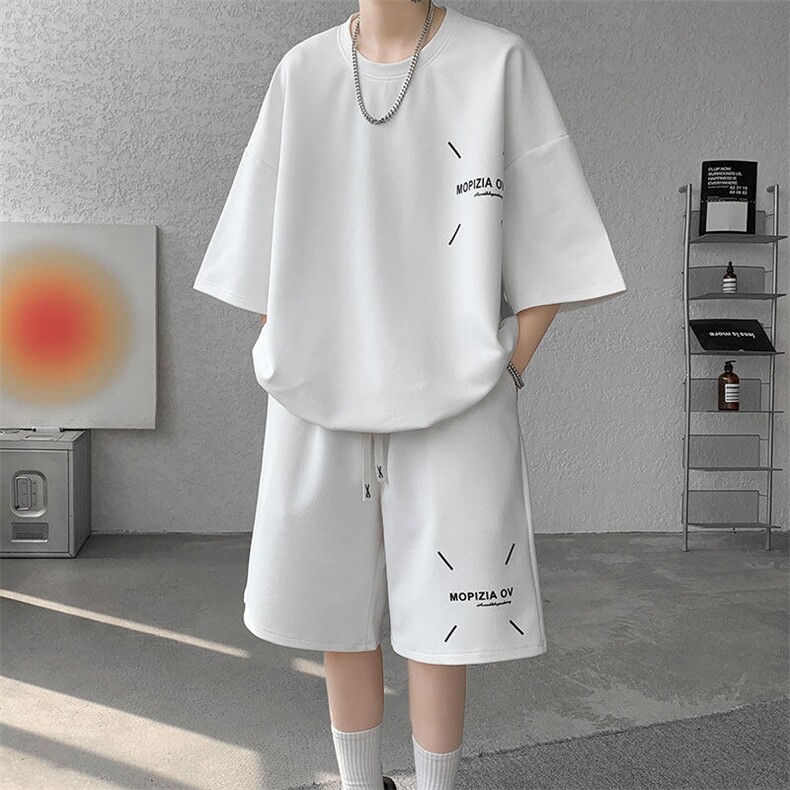 套装男夏季新款港风宽松短袖短裤一套运动装TZ911-P45，男装休闲套装，星座214-3