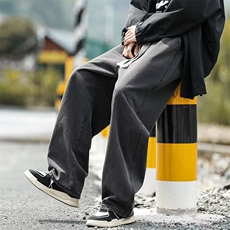 美式牛仔裤男秋冬季潮牌ins高街oversize直筒宽松阔腿裤N7130-P45，男装牛仔裤，星座1008