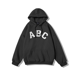 百搭 秋季新款潮流个性印花休闲宽松连帽卫衣 W295 P40控58图片