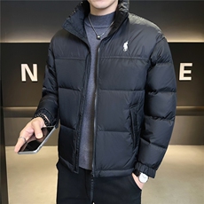 9826-L-4XL-P175标50绒店主风男士休闲刺绣拼色立领羽绒服外套，男装羽绒服，电商B255