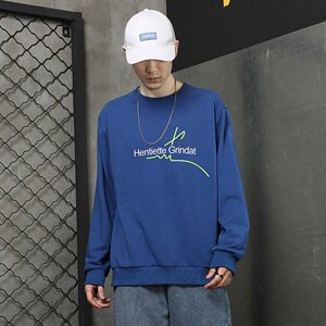 秋季潮男个性印花卫衣圆领套头宽松85%棉15%聚酯纤维LM86207