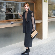 现货2026新款女双面羊毛呢百搭休闲连帽马甲毛呢外套，女装毛呢外套，SL