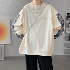 现货春季A059-WY7866-P35控58新款拼接圆领高品质百搭卫衣，男装卫衣，电商A059