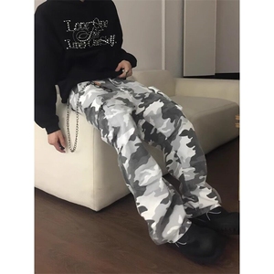 雪地迷彩口袋工装裤阔腿休闲直筒伞兵裤 KZ701 特P65图片
