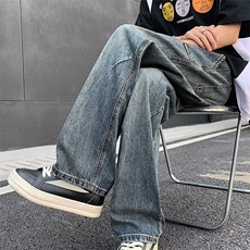 DF5103-P45韩版潮流裤春秋季潮牌复古阔腿裤直筒百搭宽松长裤男裤，男装牛仔裤，星座603-2