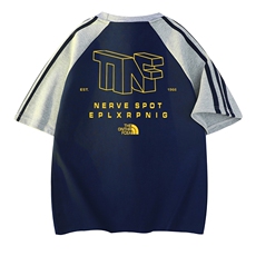 藏青色拼浅灰袖