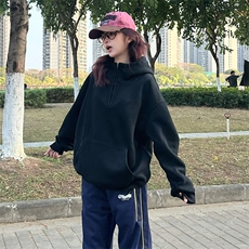 抖音得物高品质二开25秋冬美式重磅宽松纯色连帽拉链高领卫衣W65，男装卫衣，电商A486