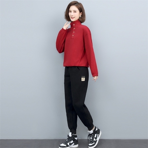 套装加绒运动套装女2022年新款休闲时尚卫衣洋气品牌减龄两件图片