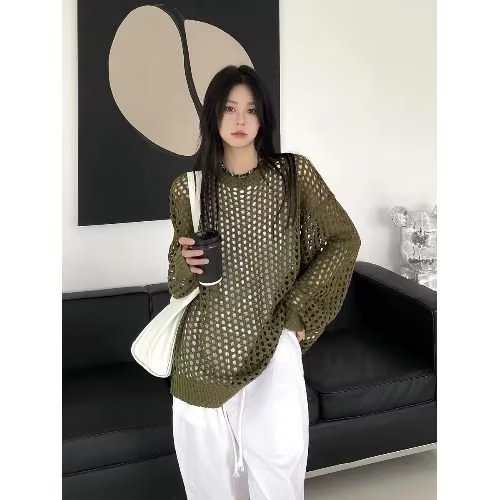 760-P35宽松型开衫长袖ins流行女单件新款文艺甜美毛衣,男装T恤,电商B323A