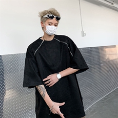 个性小众金属拉链短袖T恤，XZ1005-1-TTH009-批价4058，男装T恤，星座1005-1