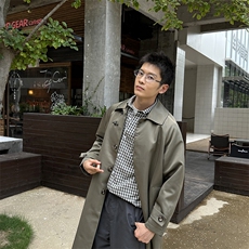 老钱风高端中长款宽松韩版大衣外套风衣男A236-FY5055-P100，男装风衣，电商A236