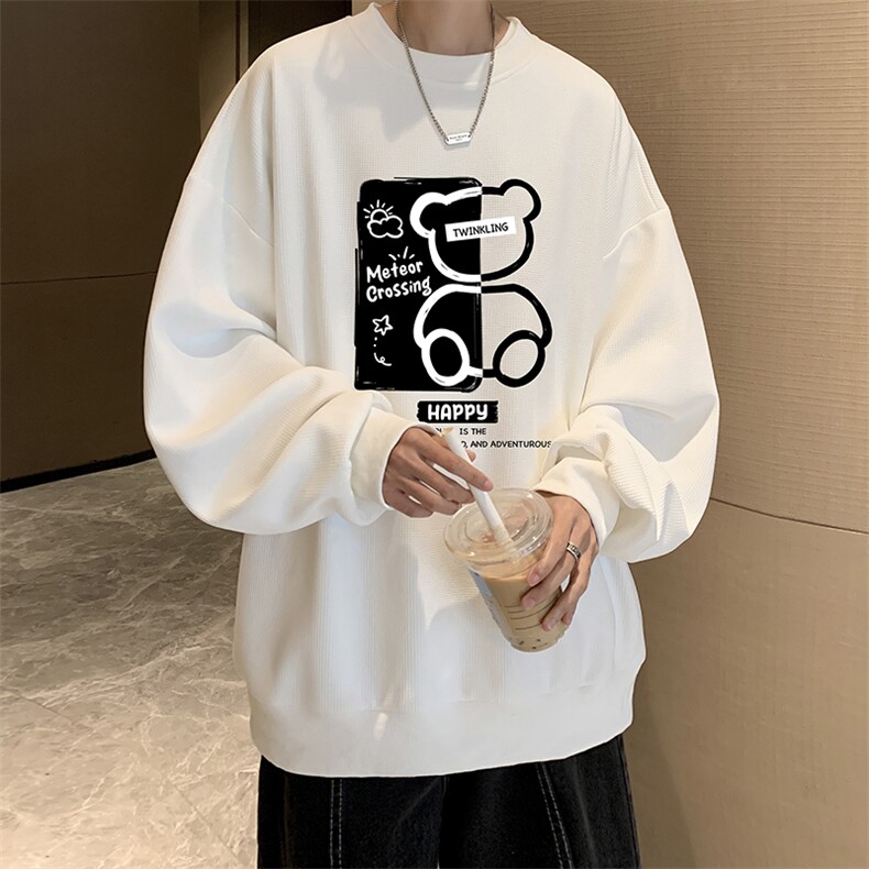 华夫格卫衣圆领卫衣男大码长袖t恤男外套 HW76352-P30图片