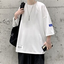 Q11062-P30春夏季七分袖t恤男大码五分袖男短袖中袖大皂风，男装T恤，电商A040