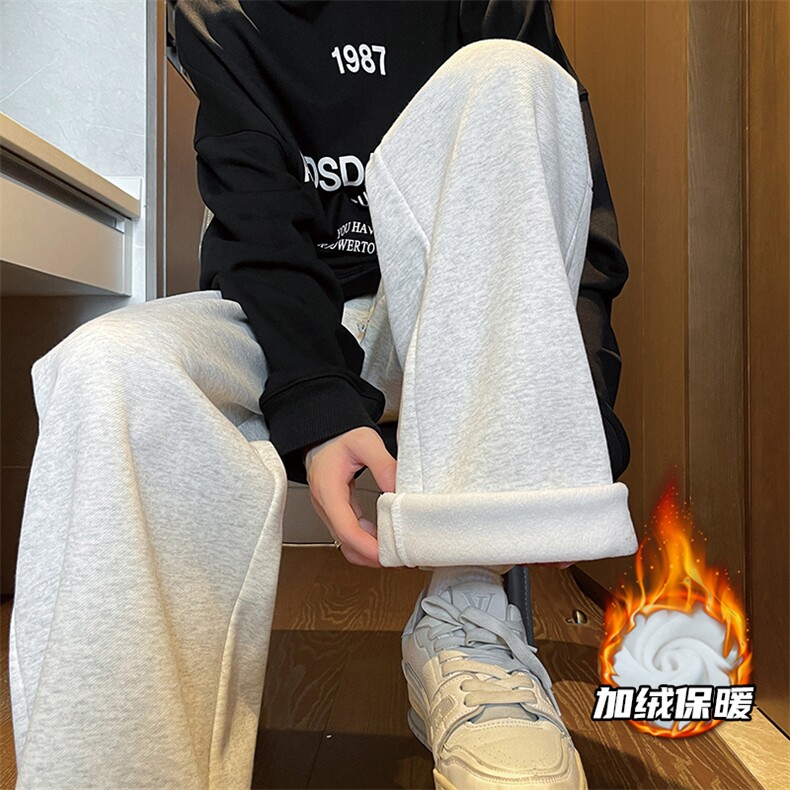 高个子加长裤子男秋冬加绒加厚卫裤百搭休闲运动裤KZ006P45加绒55图片
