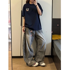 DX88LL-特P38花卉刺绣印花纯棉短袖t恤夏季cleanfit潮牌半袖，男装T恤，星座1007（原301D）