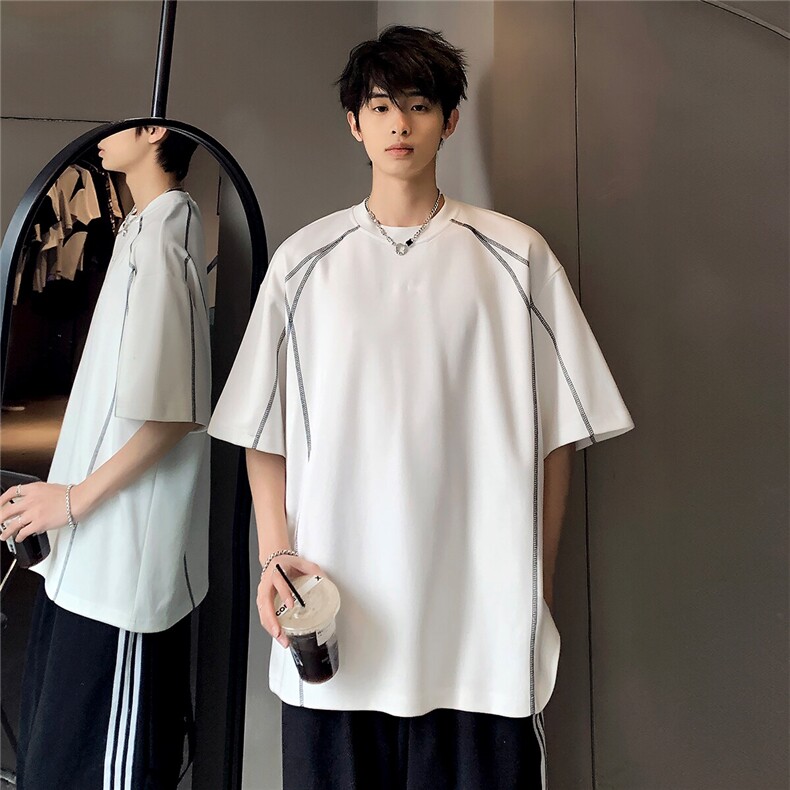 时尚潮牌百搭休闲高级短袖拼接设计感上衣T14-P38,男装T恤,电商C307