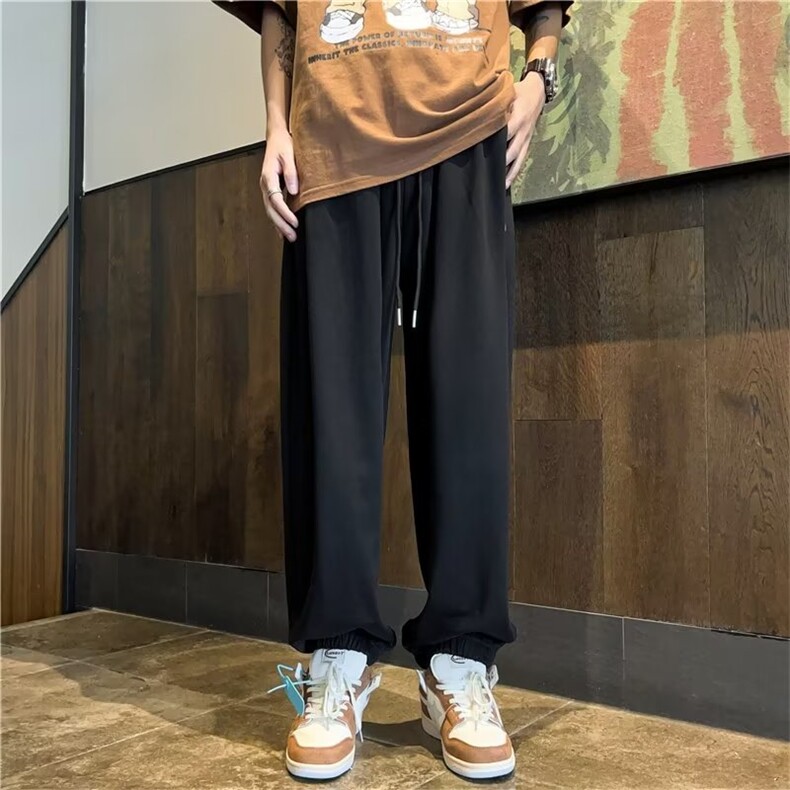 港风休闲裤男vibe韩版百搭学生垂坠感宽松束脚拖地裤女BK495-P35,男装休闲裤,星座1008