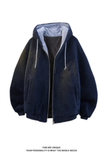 撞色连帽加厚外套格子摇粒绒情侣棉服男D51205-TP95178，男装棉衣，电商A102