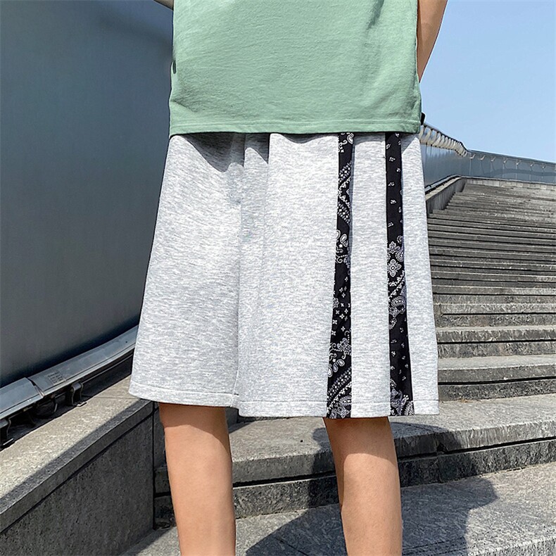 主推~港风夏季宽松休闲腰果花拼接男士运动五分短裤A125-6613-P30图片