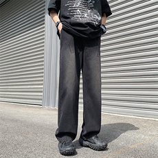 抖音品质高街1997刺绣宽松百搭牛仔裤直筒裤313A-1-NZ030-P55控68，男装牛仔裤，星座808A-1