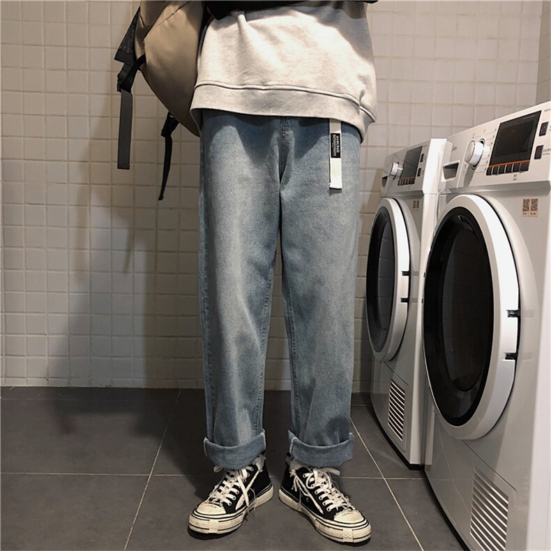 送腰带超高人气高转化港风ins风直筒牛仔裤xz1008-B,男装牛仔裤,星座1008