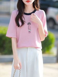 2025年夏季凉感薄款刺绣女孩短袖