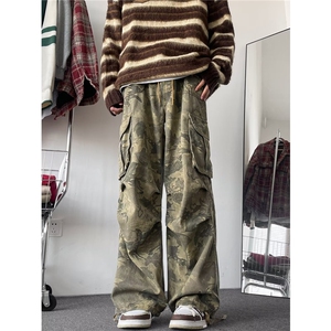 抖音品质春款男迷彩工装裤大口袋树枝系带抽绳束脚长裤h0033 P60图片