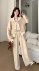 【】海军领休闲卫衣运动套装女春秋2026新款阔腿裤两件套，女装套装/套裙，2C269