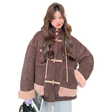 韩版加厚减龄连帽皮毛一体棉服女2025年冬季新款显瘦保暖加绒外套，女装棉衣/棉服，2C305