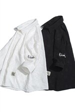 1白底花型衬衫大码M-5XL情侣风七分袖衬衫男QCS7023P45控68，男装衬衫，星座226-2