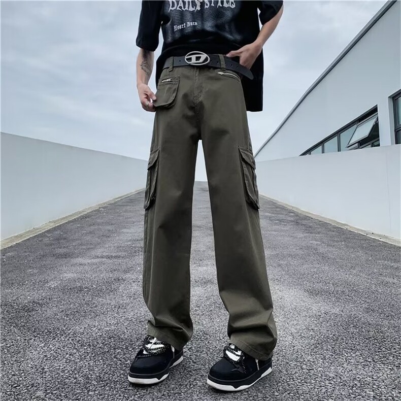 时尚潮牌文艺纯色直筒春季休闲裤长裤新款工装裤男青春流行,男装休闲裤,星座716-3