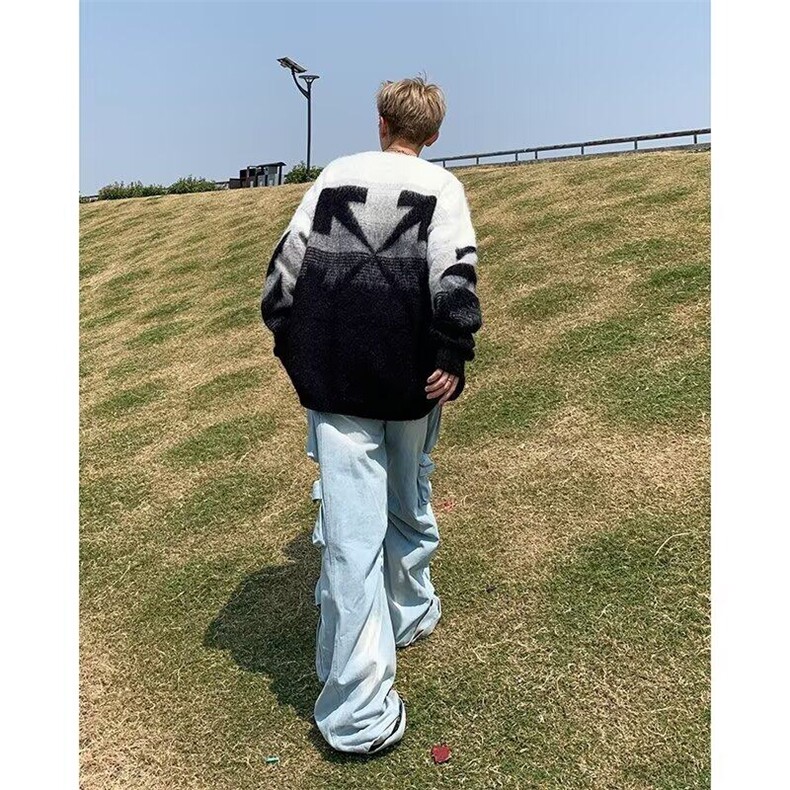 渐变色针织衫男女韩版潮流高街宽松保暖2024冬季ins毛衣MZ597-P53,男装针织衫/毛衣,星座412-3