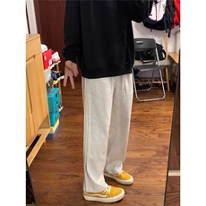 1506/QGE1620A0/P46加绒加厚裤子男款灰色直筒长裤宽松阔腿卫裤，男装休闲裤，星座1506