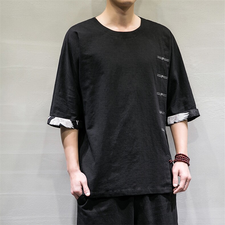 春夏风棉麻七分短袖t恤男宽松大码上衣DSA008/T063/P60,男装T恤,电商A008