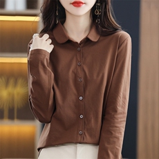 长袖轻职风常规春季POLO领衬衫打底上衣百搭正装白色春秋显瘦气质，女装衬衫，臻维羊绒