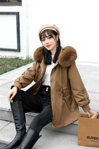 大毛领连帽派克服图片