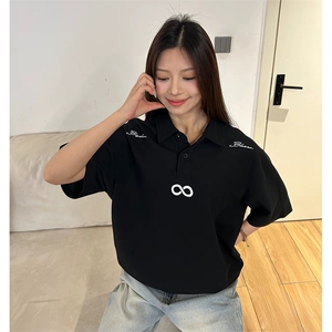 可设48小时支持抖音得物来样二开 网眼透气翻领t恤美式短袖POLO衫图片