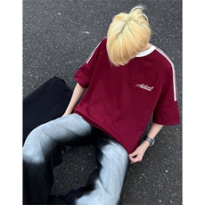 夏季美式高街重磅纯棉三条杠织带撞色男女短袖T恤ZD626-特P30，男装T恤，电商A486-1