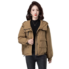 棉外套女派克冲锋衣连帽时尚口袋加棉棉服，女装棉衣/棉服，曼沙奕珂