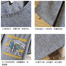 风复古亚麻短袖男棉麻t恤男半袖砖墙挂拍ZT71304-P35，男装T恤，电商A040A