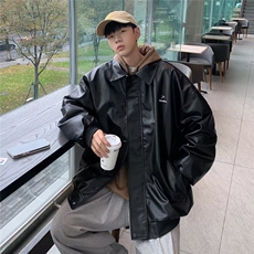 春秋机车服皮衣男宽松潮流帅气男士痞帅青年潮皮夹克外套PY9216，男装皮衣，星座1116A-1（原606A）