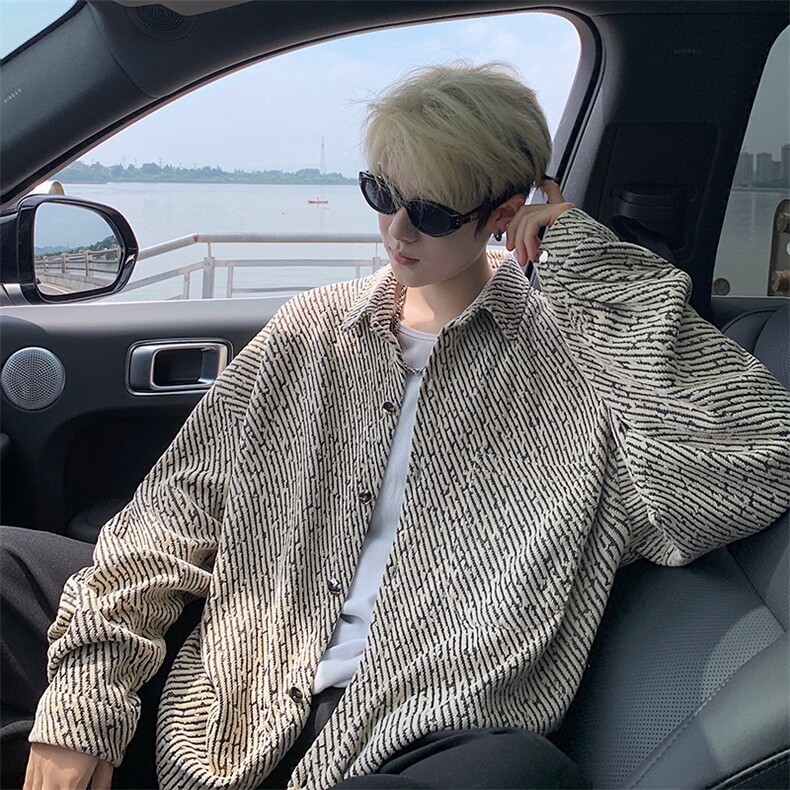 衬衫男秋季新款港风宽松大码小香风长袖衬衣CS7002-P42，男装衬衫，星座214-3