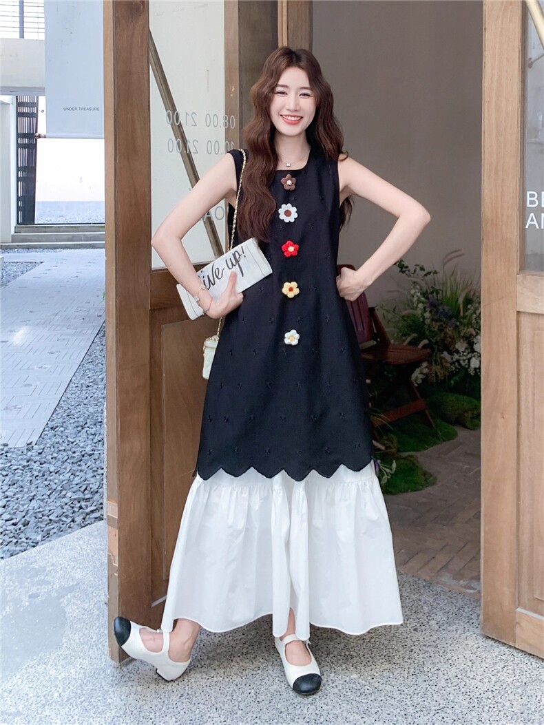 钩花百褶背心裙套装女夏慵懒风松弛感半裙两件套,女装套装/套裙,2C262