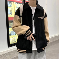 美式复古毛呢棒球服外套男士秋季情侣潮流宽松ins夹克W4921-P53，男装夹克，星座512-2