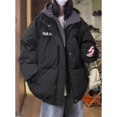 日系气质假两件棉服男冬季加厚连帽棉衣秋冬宽松棉袄外套M570，男装棉衣，星座1116A-1（原606A）