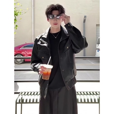 美式复古高级感机车皮衣夹克男女外套春秋季款潮牌小众PU皮飞行服，男装夹克，星座506A