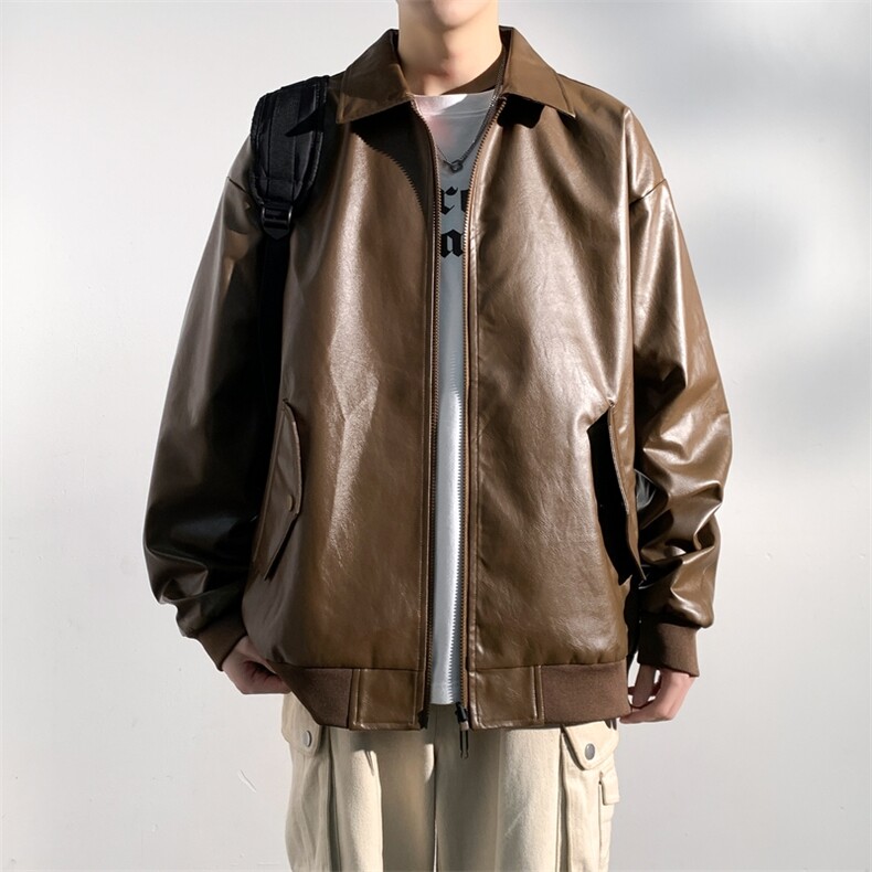 双面穿休闲百搭仿皮衣外套格子机车服高级感夹克A406JK6003P80,男装夹克,星座309（原A406）
